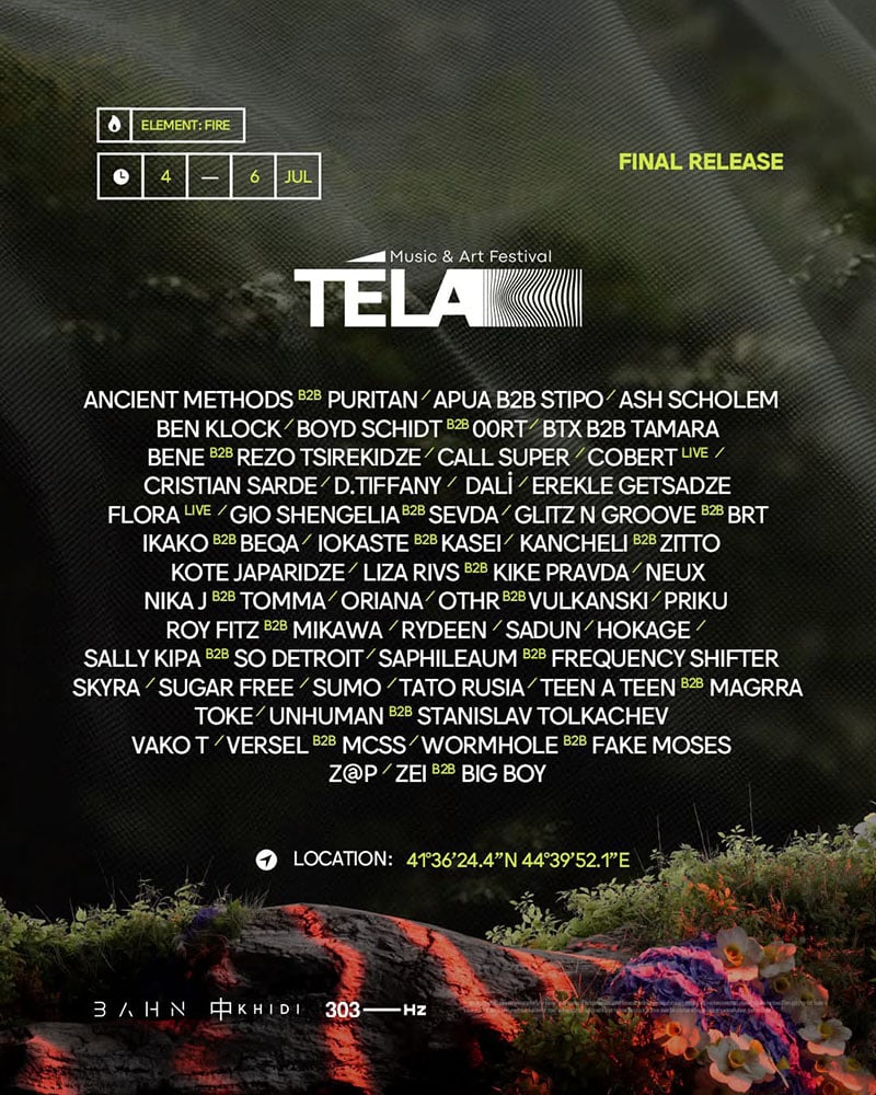 Tela Festival 2025 სრული ლაინაფი